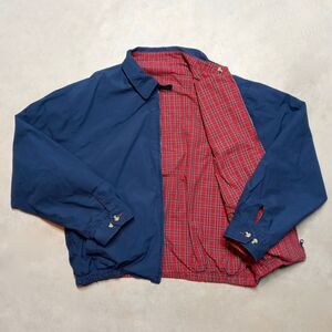 Vintage Tommy Hilfiger Reversible Harrington Jacket Men LARGE Navy Blue Plaid